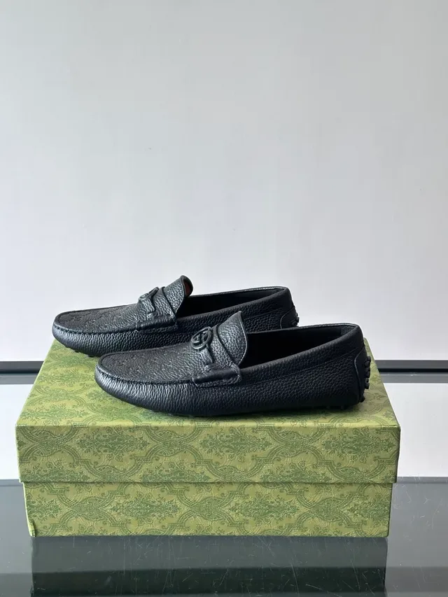 Gucci Horsebit 1955 Black Pebbled Leather Loafers 5