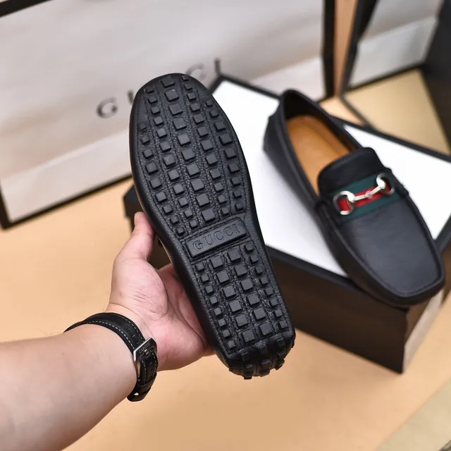 Gucci Horsebit 1955 Black Pebbled Leather Loafers 4