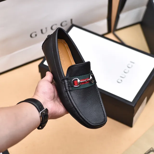 Gucci Horsebit 1955 Black Pebbled Leather Loafers 6