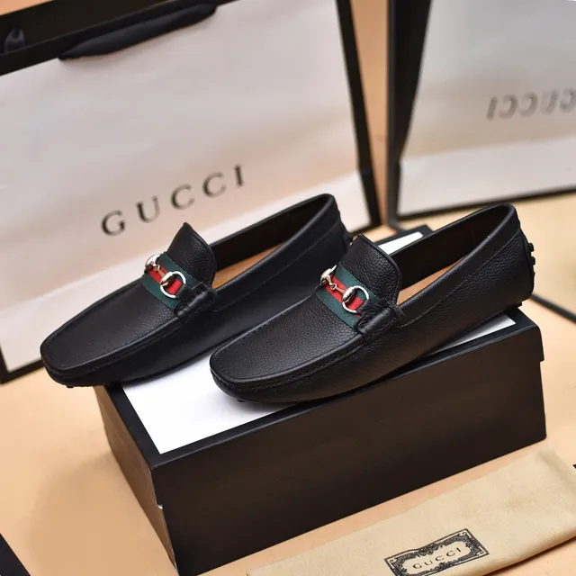 Gucci Horsebit 1955 Black Pebbled Leather Loafers 8