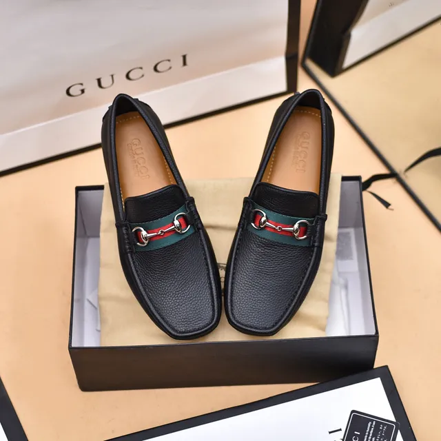 Gucci Horsebit 1955 Black Pebbled Leather Loafers 9