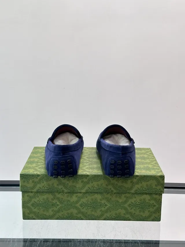 Gucci Horsebit 1955 Blue Suede Loafers 3