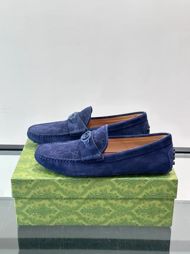 Gucci Horsebit 1955 Blue Suede Loafers 5