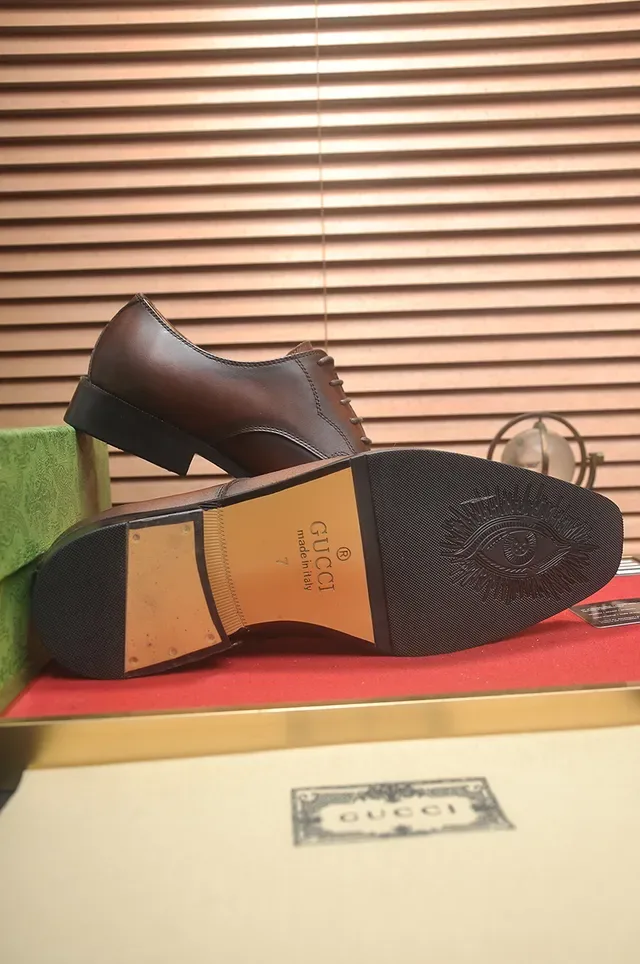 Gucci Horsebit 1955 Marrom Bege Couro Polido Sapatos Oxford Bico de Cap 3