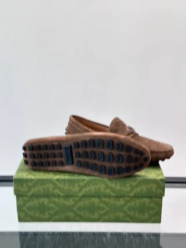Gucci Horsebit 1955 Mocassin Daim Brun Beige GG Monogram Embossed 2