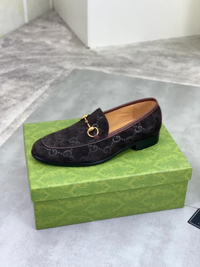 Gucci Horsebit 1955 Marron GG Monogram Daim Mocassins 5