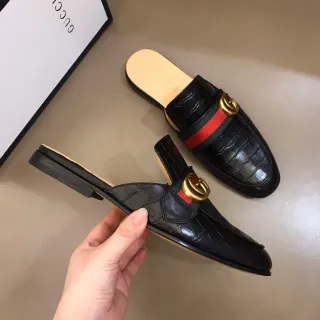 Gucci Horsebit 1955 Croc-Embossed Black Loafer