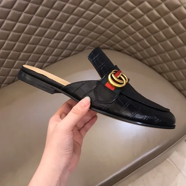 Gucci Horsebit 1955 Croc-Embossed Black Loafer 7