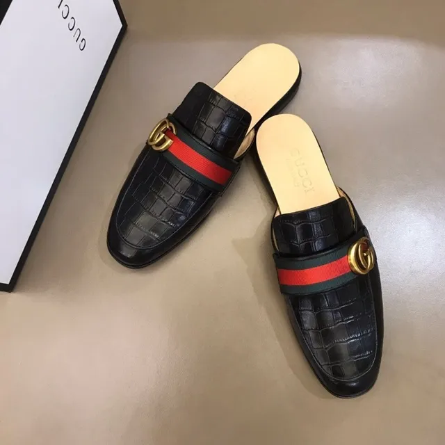 Gucci Horsebit 1955 Croc-Embossed Black Loafer 8
