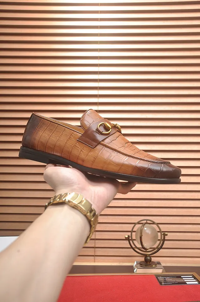 Gucci Horsebit 1955 Croc-Embossed Two-Tone Brown Loafers 2
