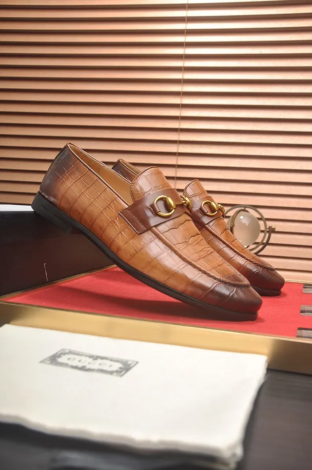 Gucci Horsebit 1955 Croc-Embossed Two-Tone Brown Loafers 4