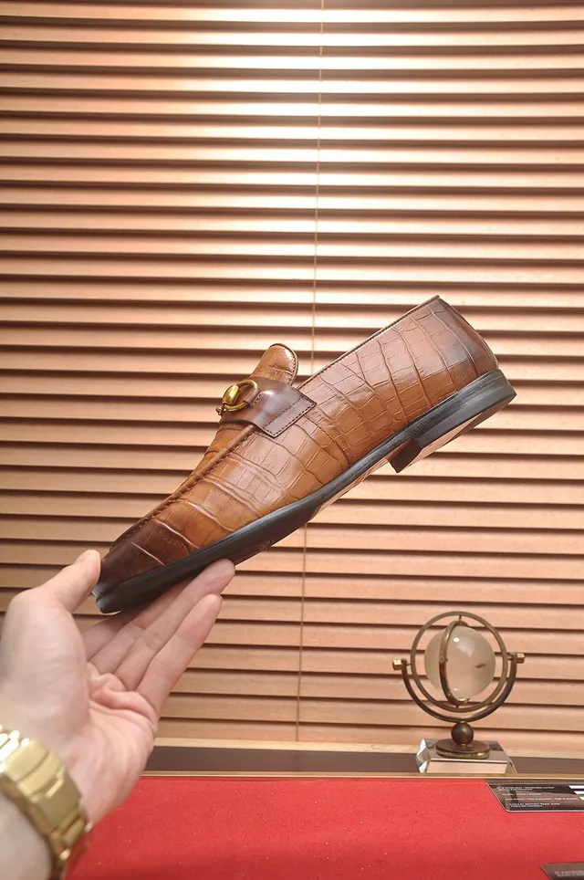 Gucci Horsebit 1955 Croc-Embossed Two-Tone Brown Loafers 5
