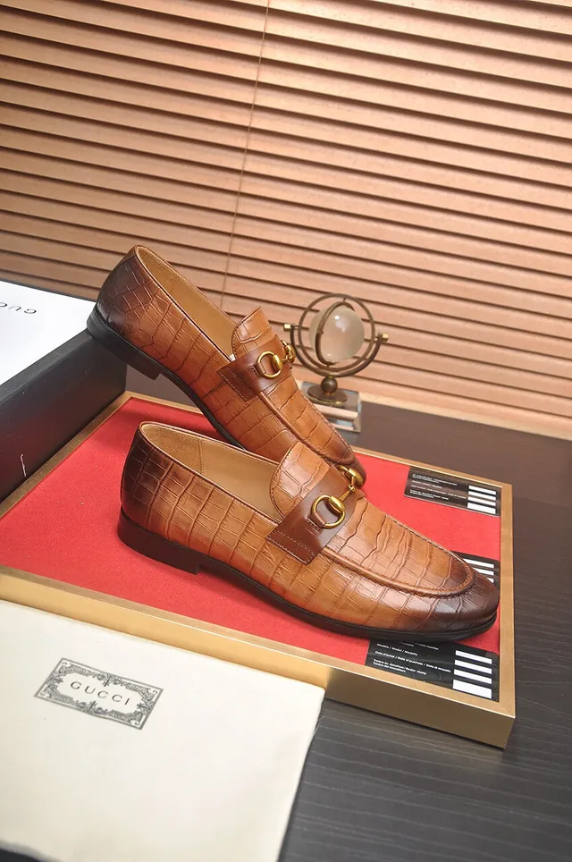 Gucci Horsebit 1955 Croc-Embossed Two-Tone Brown Loafers 6