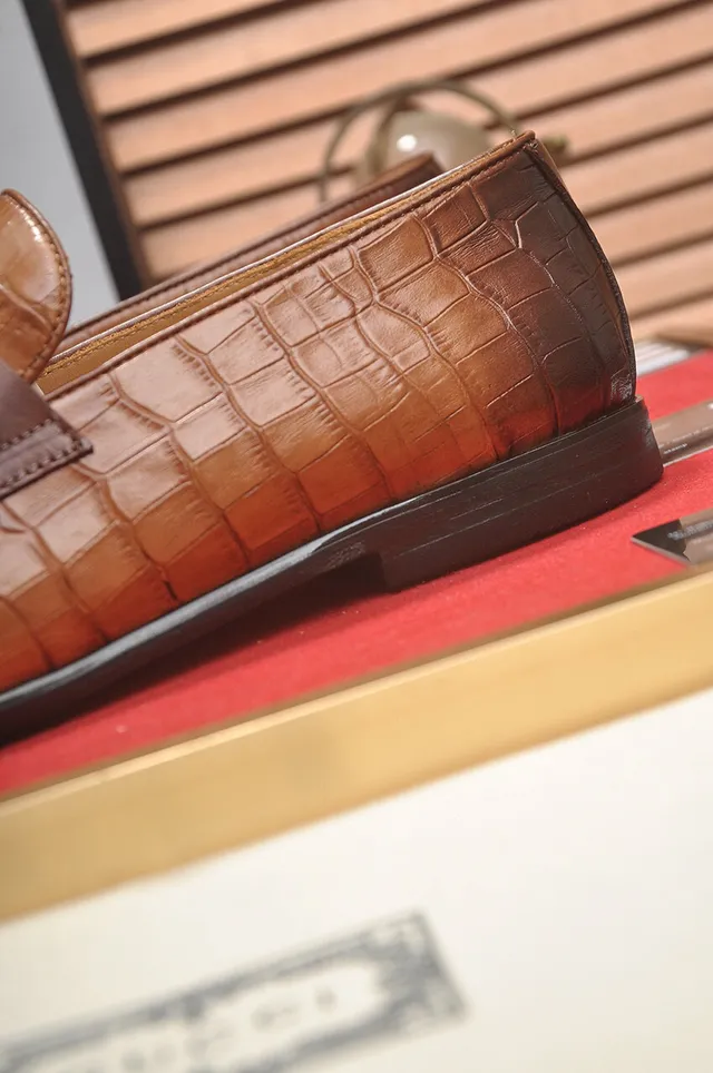 Gucci Horsebit 1955 Croc-Embossed Two-Tone Brown Loafers 9