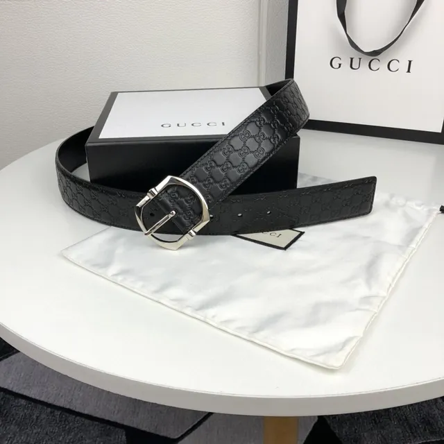 Gucci Horsebit 1955 Embossed GG Black Leather Belt 4