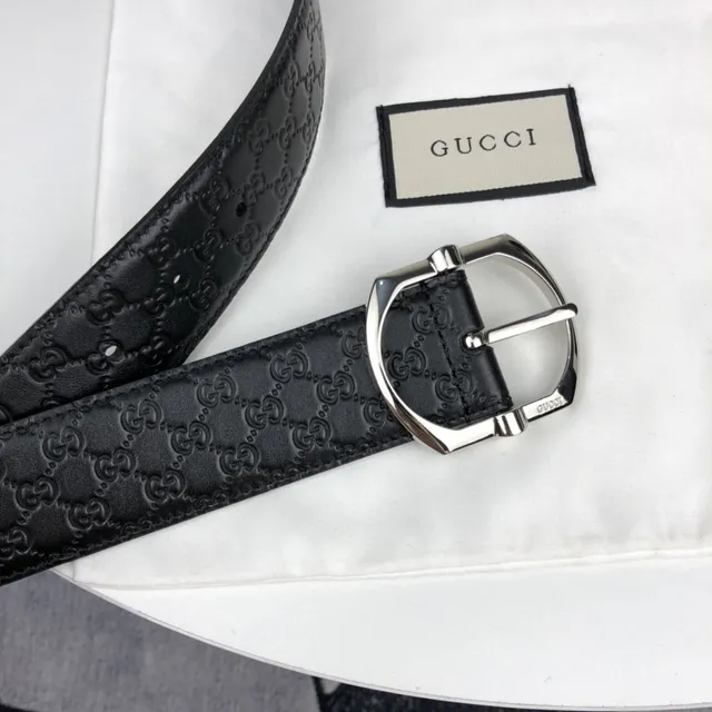 Gucci Horsebit 1955 Embossed GG Black Leather Belt 8