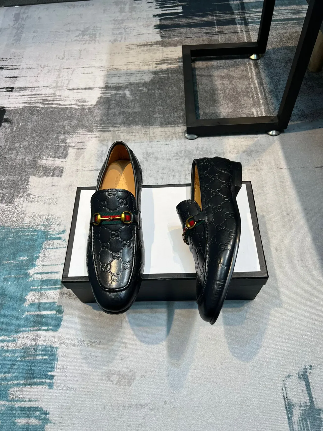 Gucci Horsebit 1955 Embossed GG Loafer en cuir noir 4