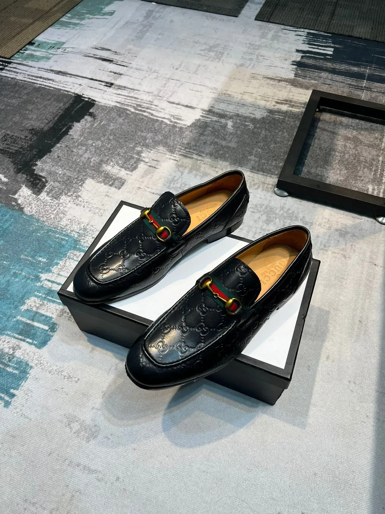 Gucci Horsebit 1955 Embossed GG Loafer en cuir noir 5