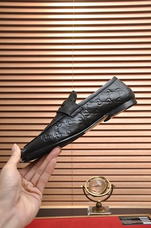 Gucci Horsebit 1955 Embossed GG Black Leather Loafers 6