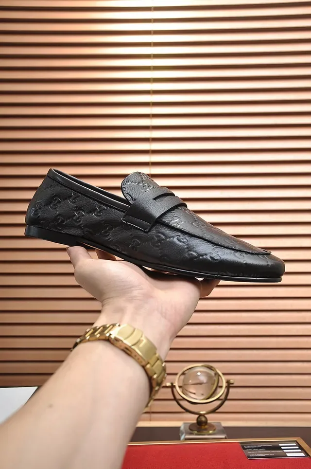 Gucci Horsebit 1955 Embossed GG Black Leather Loafers 7