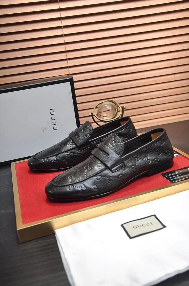 Gucci Horsebit 1955 Embossed GG Black Leather Loafers 8