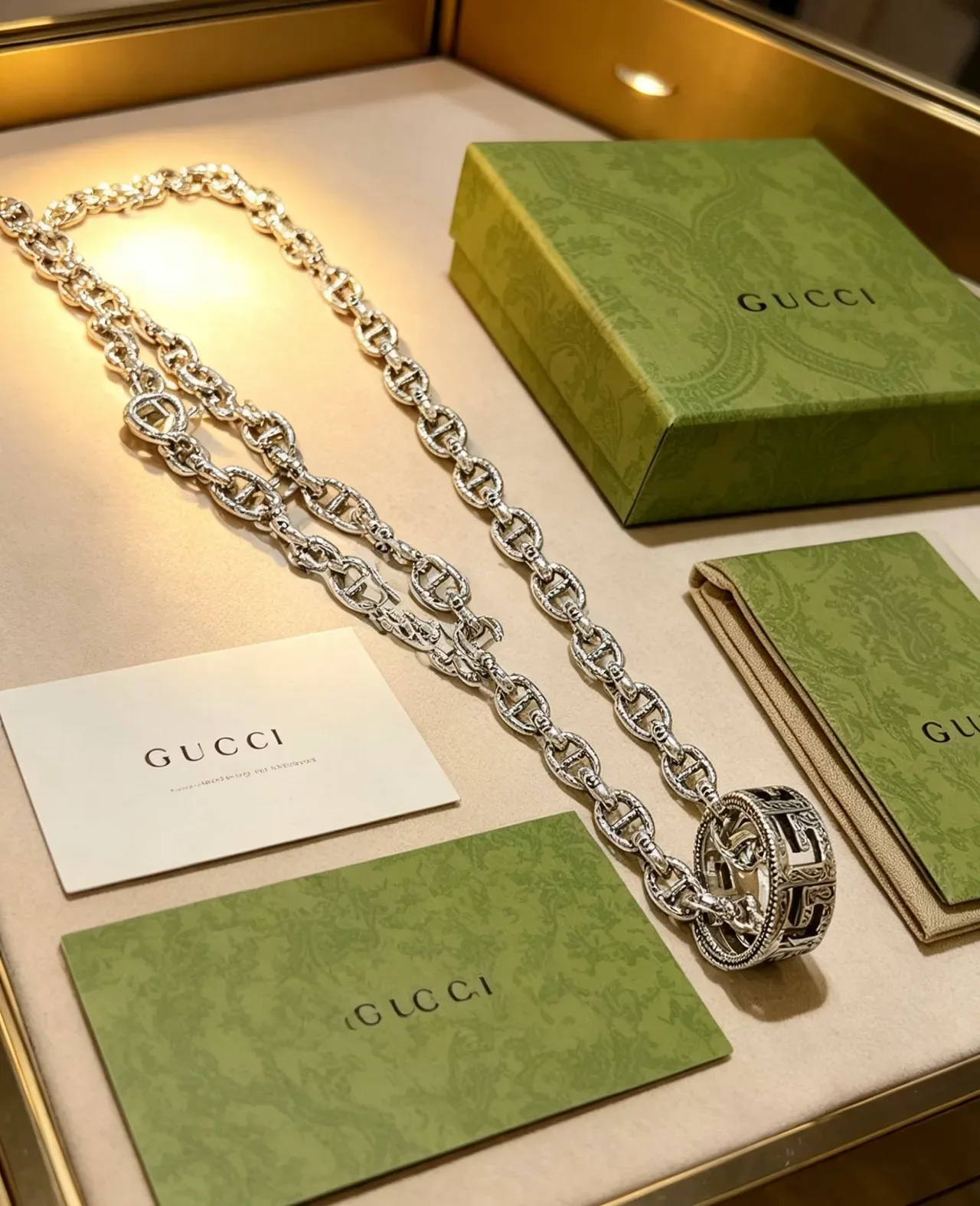 Gucci Horsebit 1955 Interlocking G-Link Silver-Tone Necklace 3