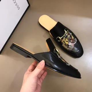 Gucci Horsebit 1955 Tiger Embroidery Black Leather Loafers
