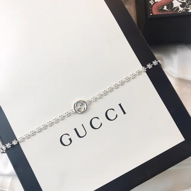 Gucci Interlocking G Floral-Link Silver-Toned Bracelet 5