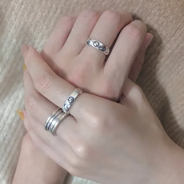 Gucci Interlocking G Motif Silver-Toned Rings 3