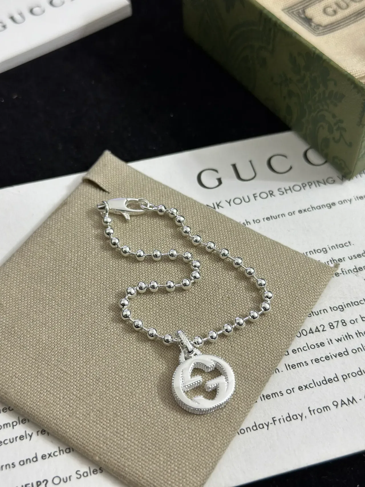 Gucci Interlocking G Pendant Ball Chain Necklace 4