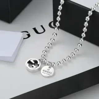 Gucci Interlocking G Silver Ball Chain Necklace