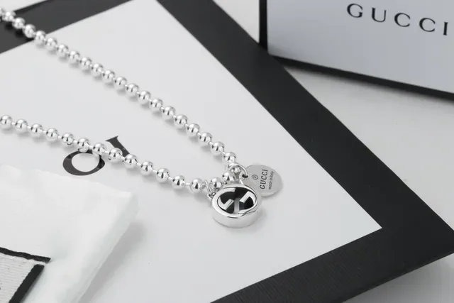 Gucci Interlocking G Silver Ball Chain Necklace 2