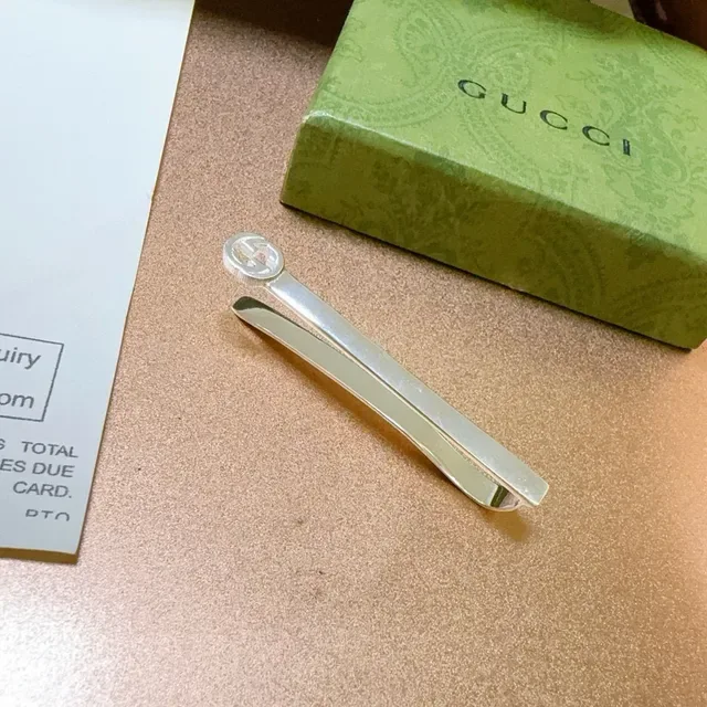 Gucci Interlocking G Silver Polished Metal Emblem Jewelry 3