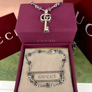 Gucci Key Interlocking G Silver-Toned Necklace
