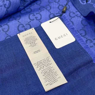 Gucci Monogram Pañuelo de Seda Azul Jacquard