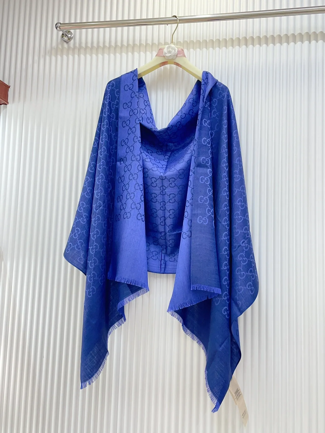 Gucci Monogram Jacquard Blue Silk Scarf 6