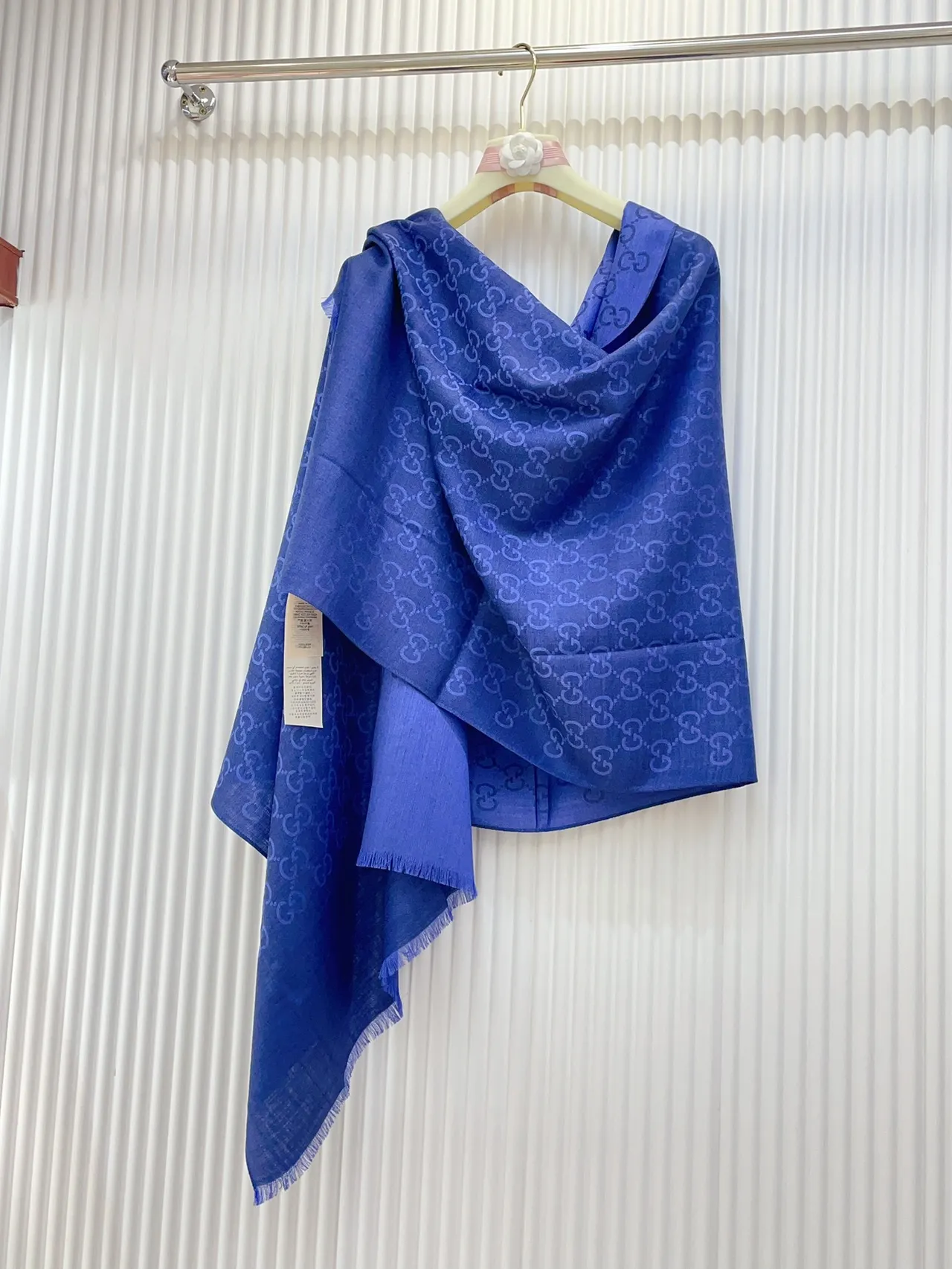 Gucci Monogram Jacquard Blue Silk Scarf 7