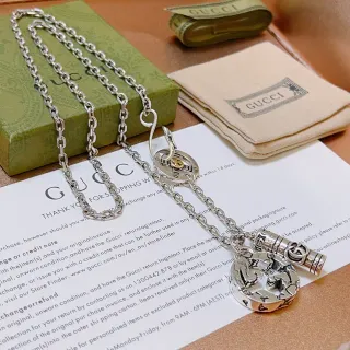 Gucci 多魅力项链 银金曲链坠饰项链