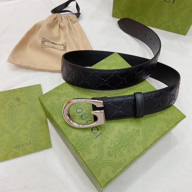 Gucci Ophidia Black Brown Embossed GG Monogram Interlocking G Buckle Leather Belt 9