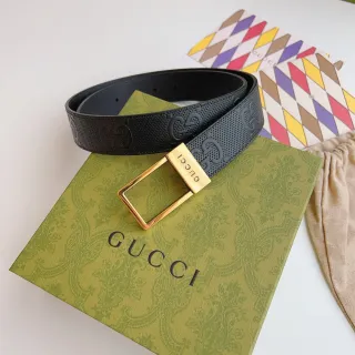 Gucci Ophidia Black Gold Perforated Embossed GG Monogram Leather Belt