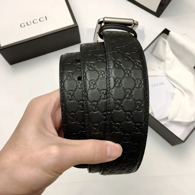 Gucci Ophidia Embossed GG Black Leather Belt 2