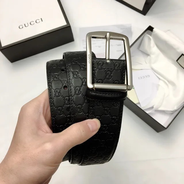 Gucci Ophidia Embossed GG Black Leather Belt 3
