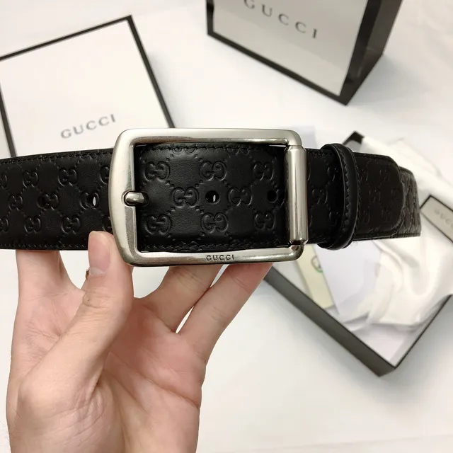 Gucci Ophidia Embossed GG Black Leather Belt 4