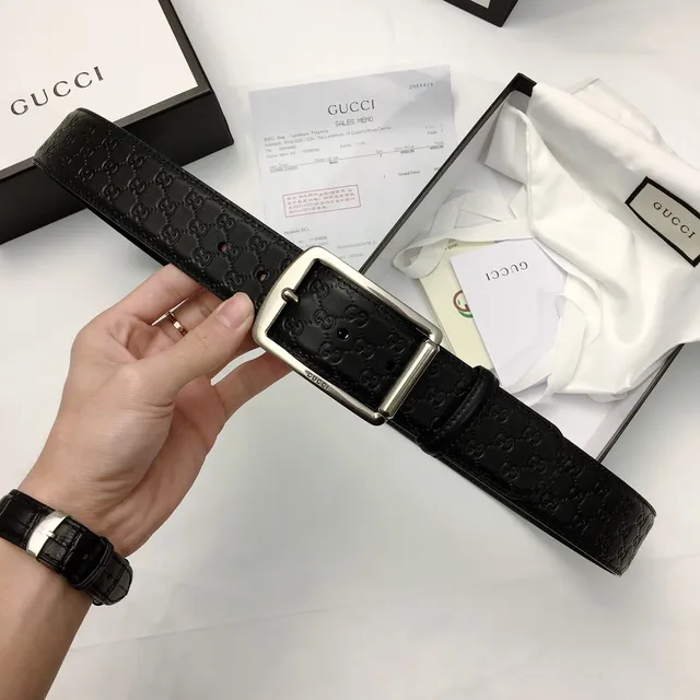Gucci Ophidia Embossed GG Black Leather Belt 5
