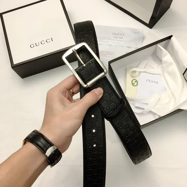 Gucci Ophidia Embossed GG Black Leather Belt 6