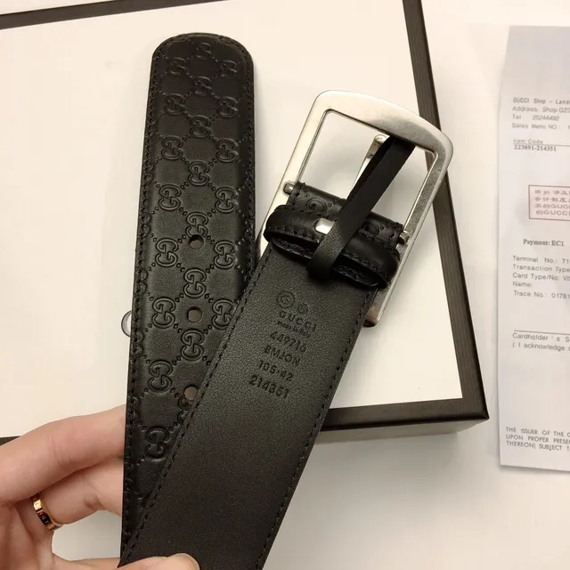 Gucci Ophidia Embossed GG Black Leather Belt 7
