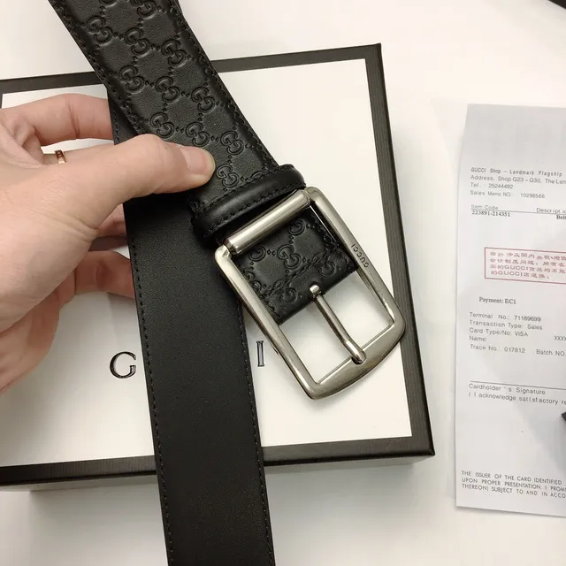 Gucci Ophidia Embossed GG Black Leather Belt 8