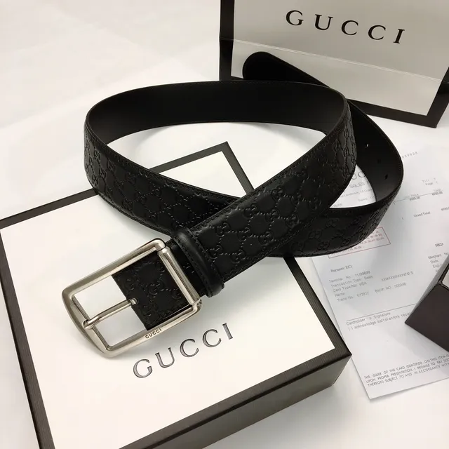 Gucci Ophidia Embossed GG Black Leather Belt 9