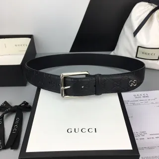 Gucci Ophidia Embossed GG Monogram Black Leather Belt