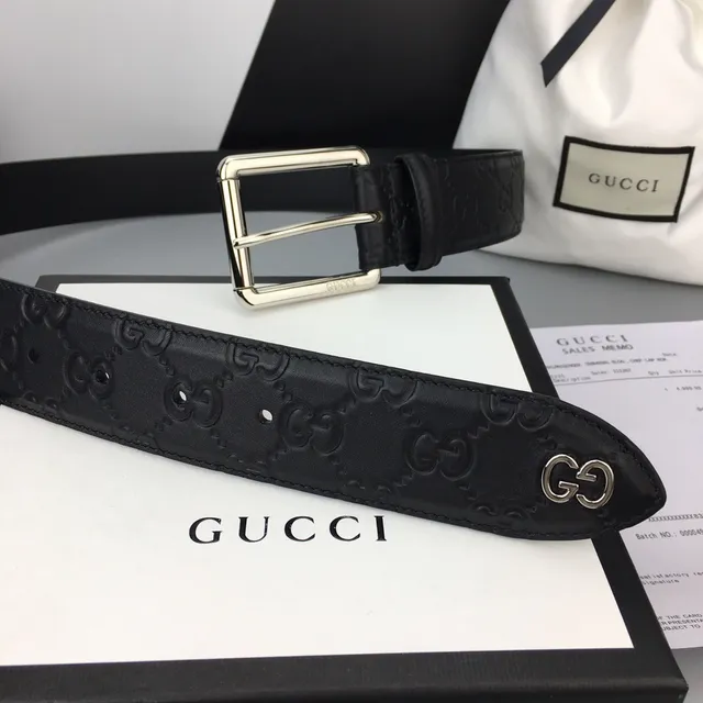Gucci Ophidia Embossed GG Monogram Black Leather Belt 3